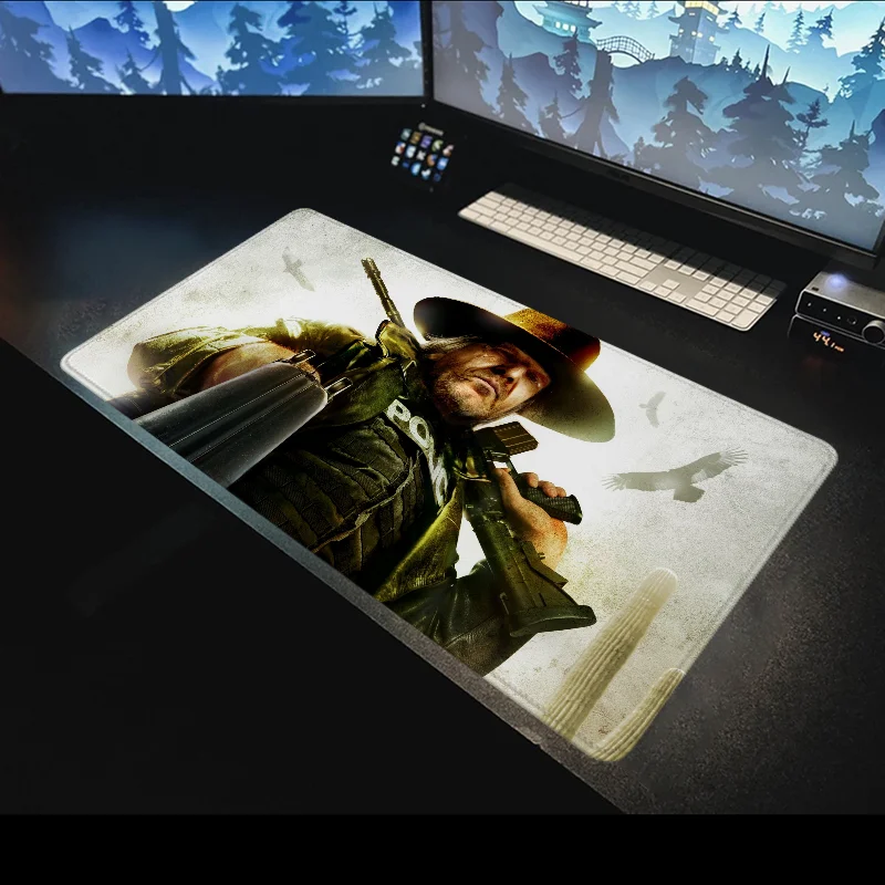 Game Cowboy Deskmat Desk Pad Mouse Gaming Accessories Mousepad Gamer Mats Mat Mause Anime Office Pads Pc Xxl Desktop Large Mice