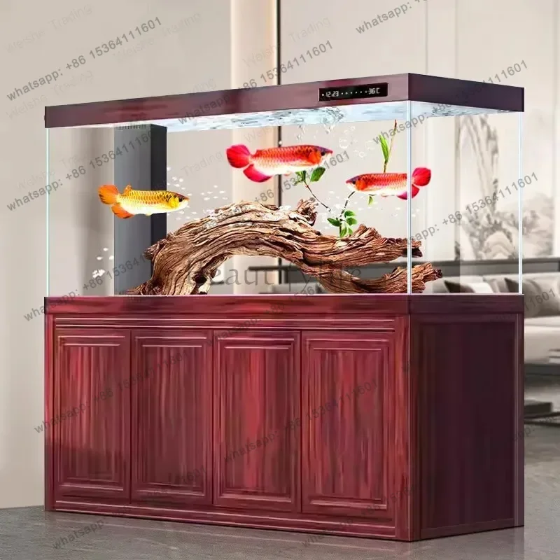 FG Self-Cleaning Arowana Aquarium, Large Living Room Fish Tank with Bottom Filter Cabinet and Ultra Clear Glass Furniture JT40