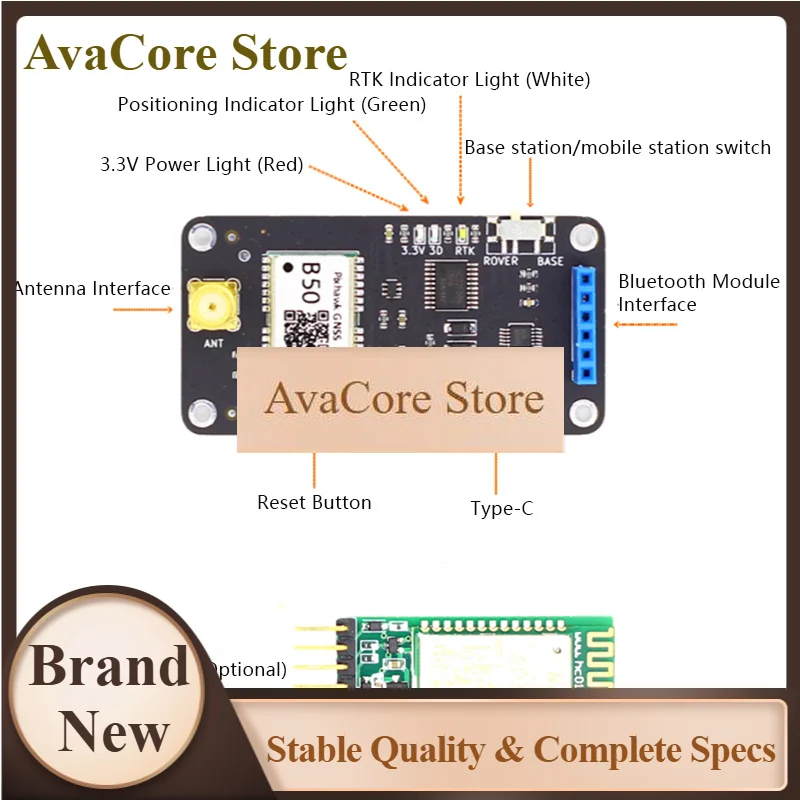 AvaCoreHigh Precision GPS BD GLONASS Dual Frequency L1 L5 Three System GNSS RTK Base Station Rover Mobile Station Positioning Bo