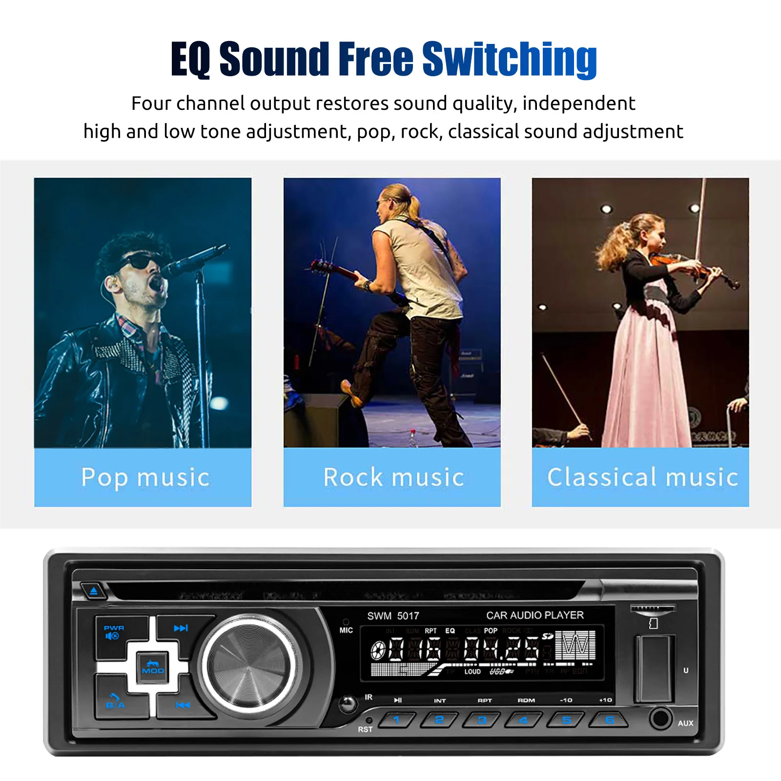 ESSGOO 1 din CD/VCD/DVD راديو السيارة ستيريو السيارة AM RDS FM بلوتوث AUX RCA USB TF بطاقة Autoradio 1Din MP3 مشغل وسائط متعددة #6