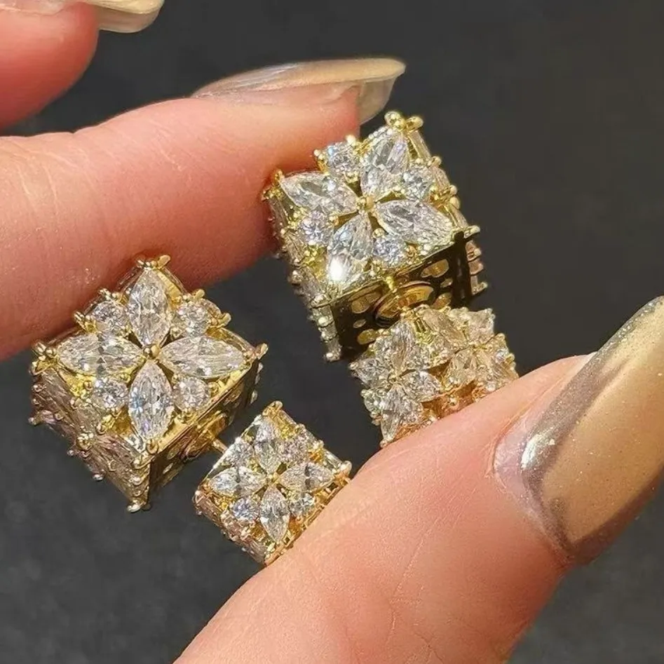 ZAKOL Luxuriöse Glänzende Zirkonia-Ohrringe für Damen, Quadratische CZ-Hängeohrringe, Brautschmuck für Hochzeiten und Partys – Detail 3