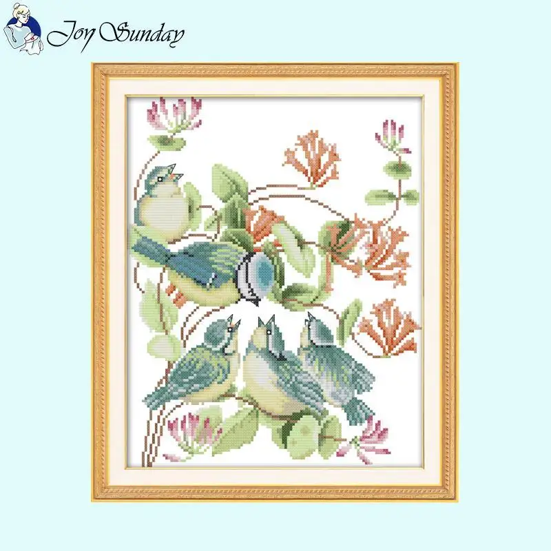 Birds and Flowers Pattern Series Cross Stitch 14ct 16ct 11ct Count Stamped Fabric Needlework Kit DIY Embroidery Home Decor Gifts