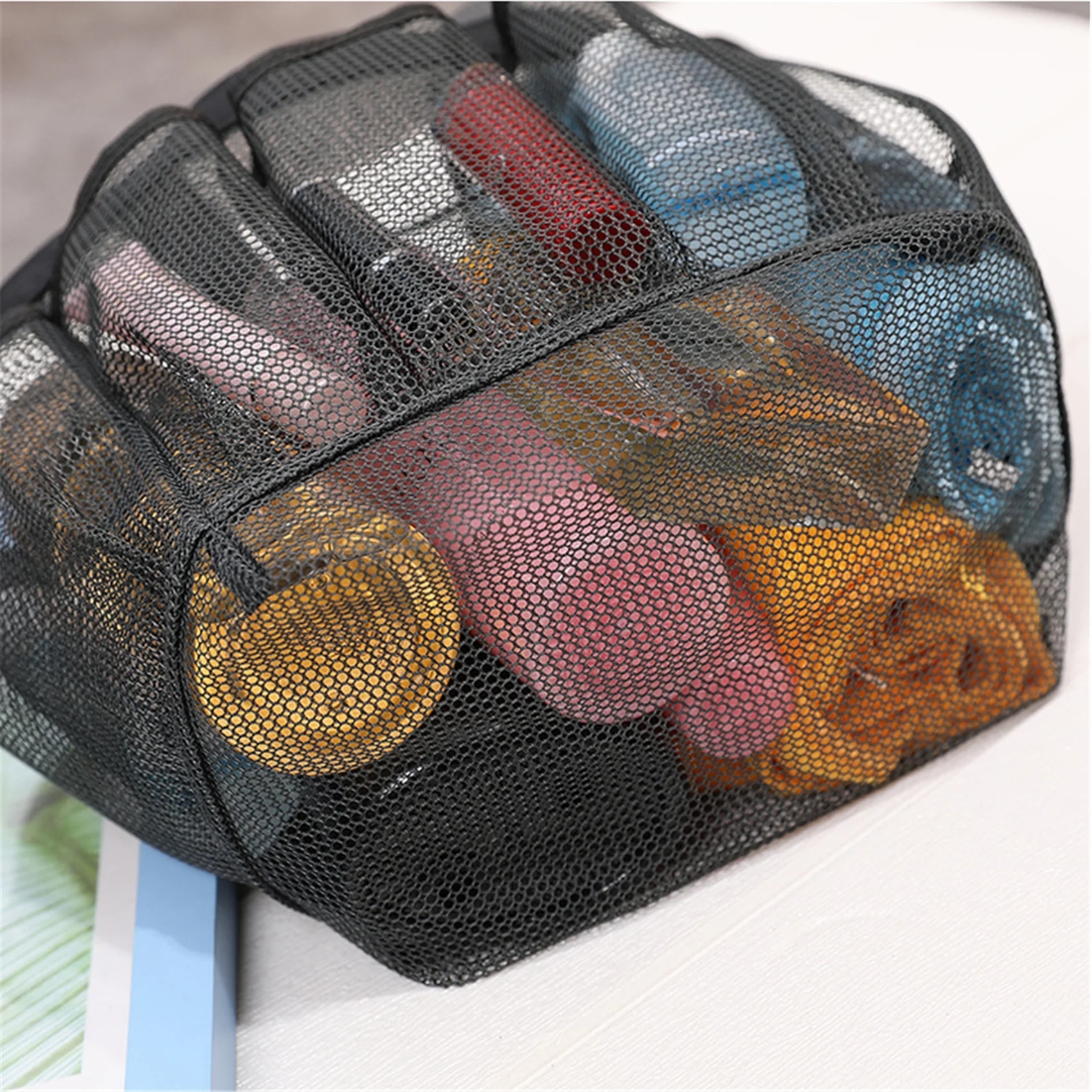 1PC New Portable Mesh Beach Bag Makeup Travel Storage Wash Bag Mesh Portable Swimming Bath Bag Beach Bag