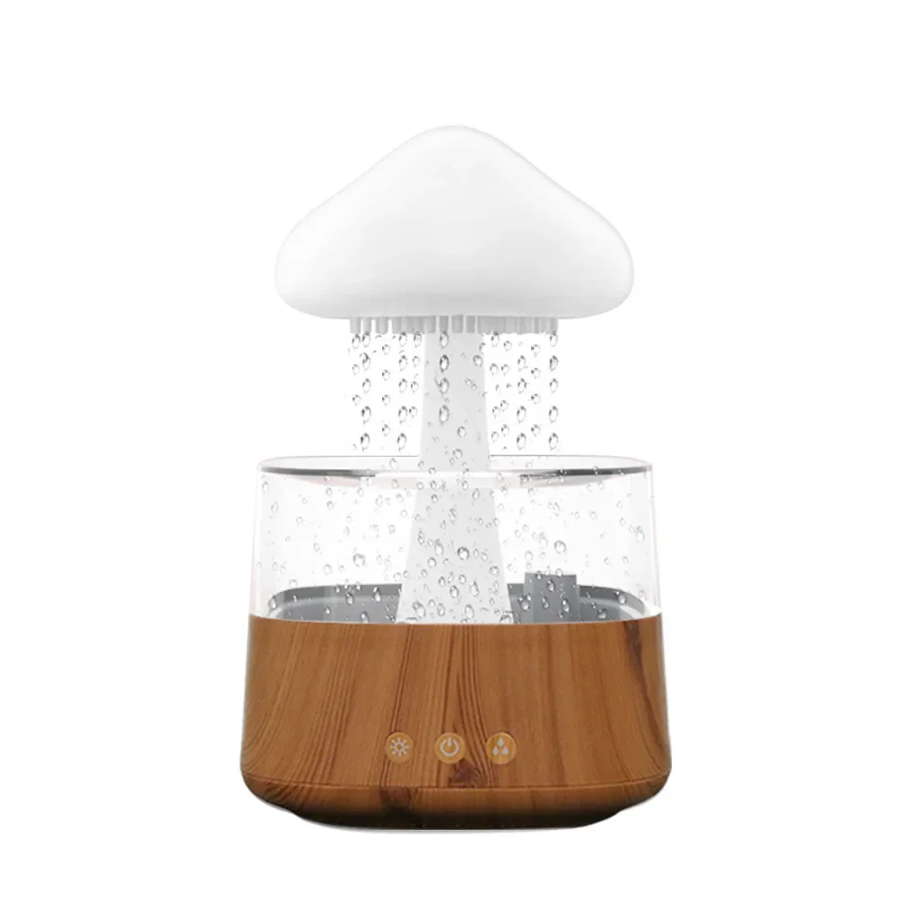 Mushroom cloud humidifier household fog capacity household bedroom light raindrop cross-border wood