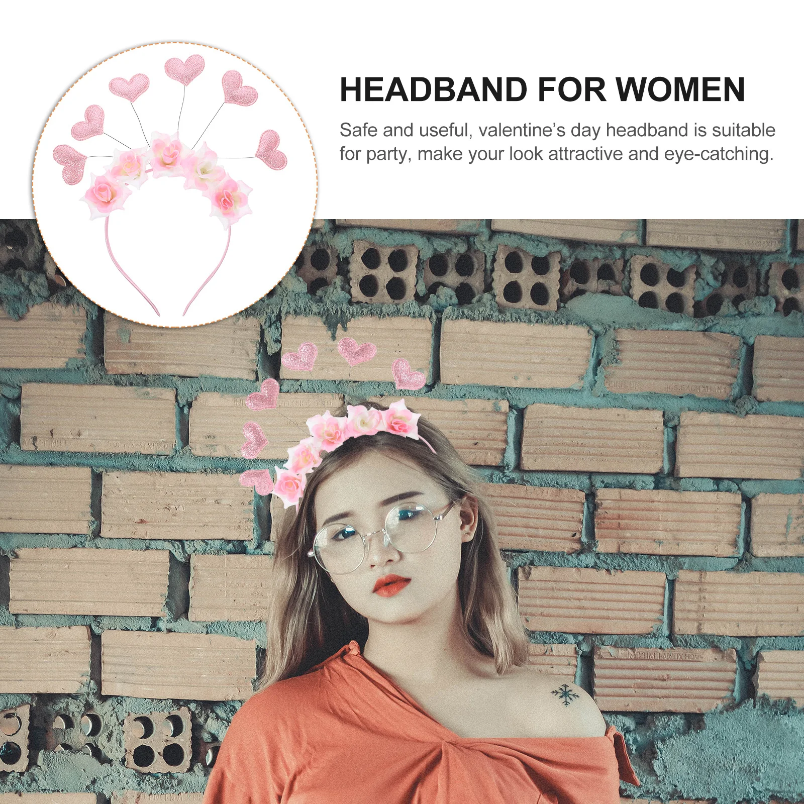 

Valentine Headbands for Adults Heart Shape Rose Flower Design Party Headdress Women Hair Bands Romantic Gift Valentine Headbands