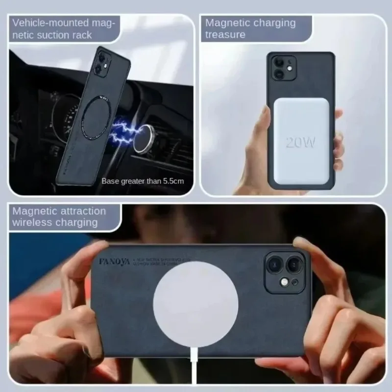 For Magsafe Case For Huawei Pura X View Magnetic Leather Shockproof Cases For Huawei Pura X View Matte TPU Soft Frame Back Cover