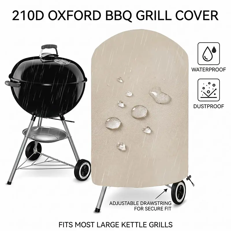 4 Size Circular Barbecue Grill Cover,Anti-Dust Waterproof Weber Heavy Duty Charbroil BBQ Cover,Outdoor Rain Protective Cover