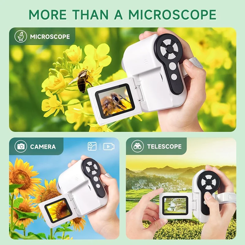 Student Handheld 4K Microscope Camera Children Portable Telescope Camrecorder Video Recorder Photograph Digital Camera for Kids