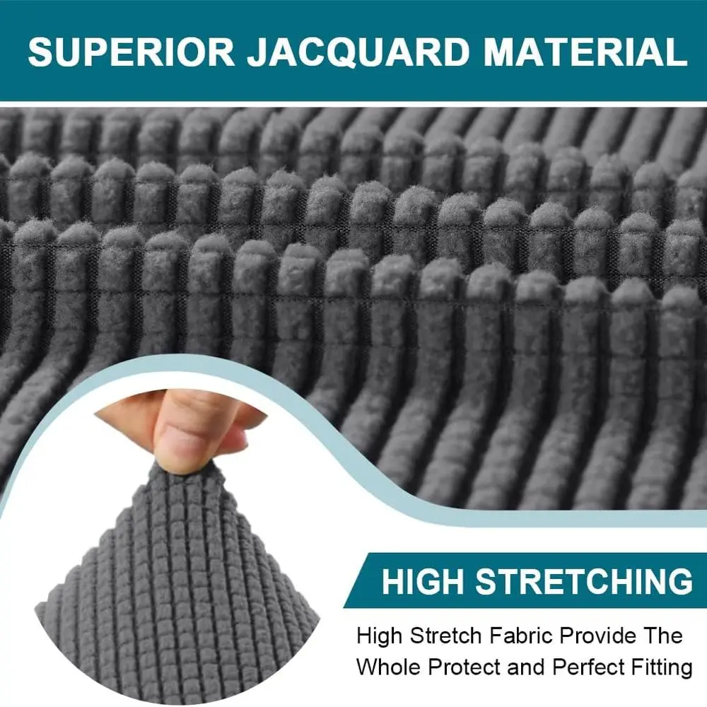 Gray 3-Piece Stretch Sofa Slipcover Set with T-Cushion Covers, Machine Washable for 2-Cushion Sofa