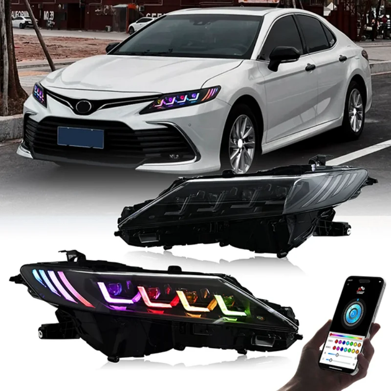 Car LED Front lamp Headlight assembly For Toyota Camry 18-23 modified RGB DRL Lens Laser Turn signal Car Accessories