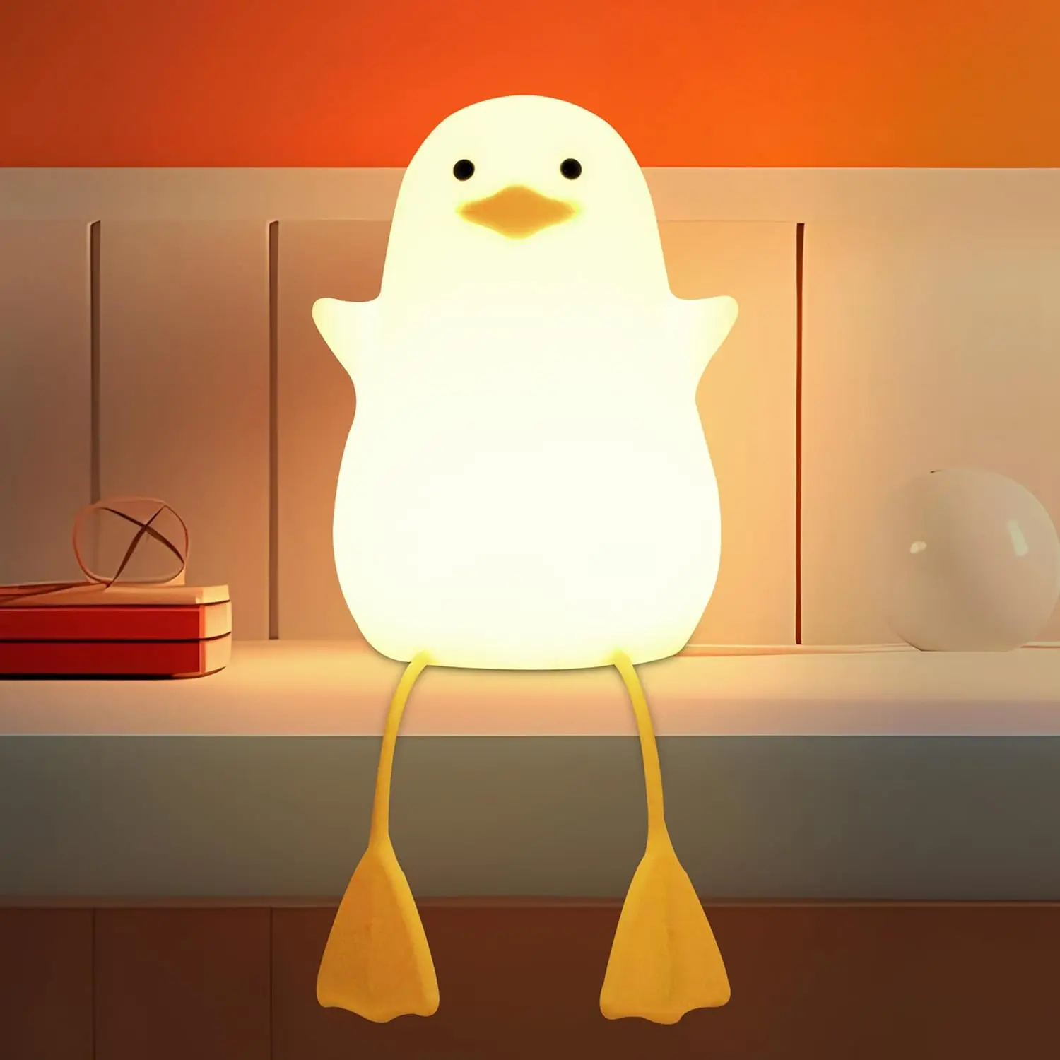 Lampu Bebek Lucu Lampu Malam Silikon Peredupan Waktu Isi Ulang USB Portabel Sempurna untuk Hadiah Liburan Kamar Tidur Keluarga