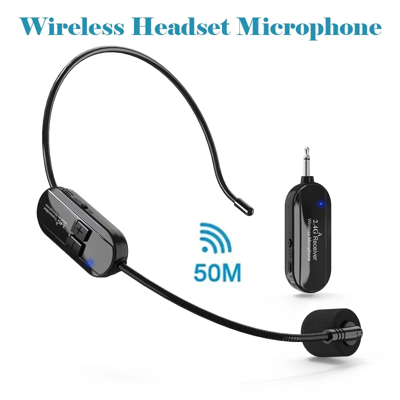 Microfone sem fio 2.4G com transmissão de ultra longa distância para ensino, orientação e fala.