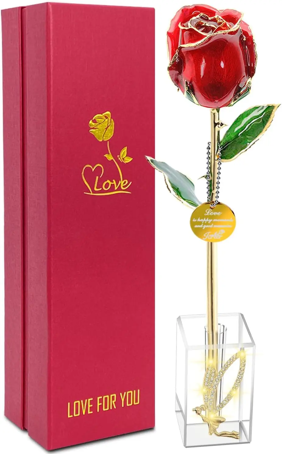 24k Gold Rose Valentines Day Gifts for Her Women,Real Rose Dipped 24K Gold,Best Gifts for Valentines Day Christmas Birthday Anni