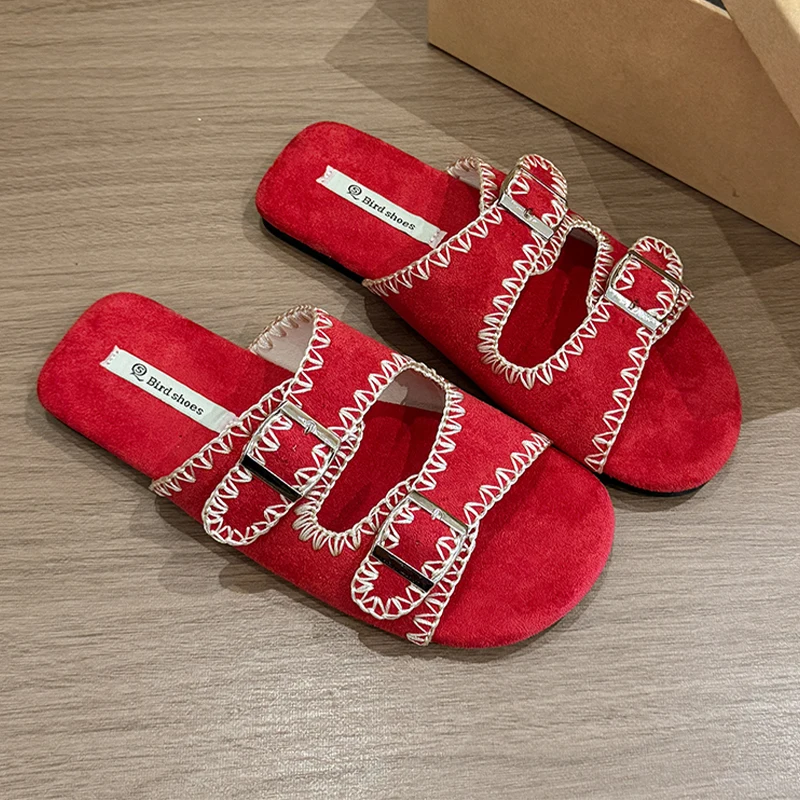 

Flats Women Slippers Fashion Dress Shoes Designer New Summer Woman's Sandals 2025 Casual Cozy Slides Brand Sandalias De Mujer