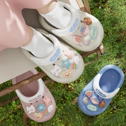 Zapatos de verano con agujeros para bebé, sandalias antideslizantes suaves para niños, Zapatos de diseño de dibujos animados Diy, zapatillas de playa para niños y niñas