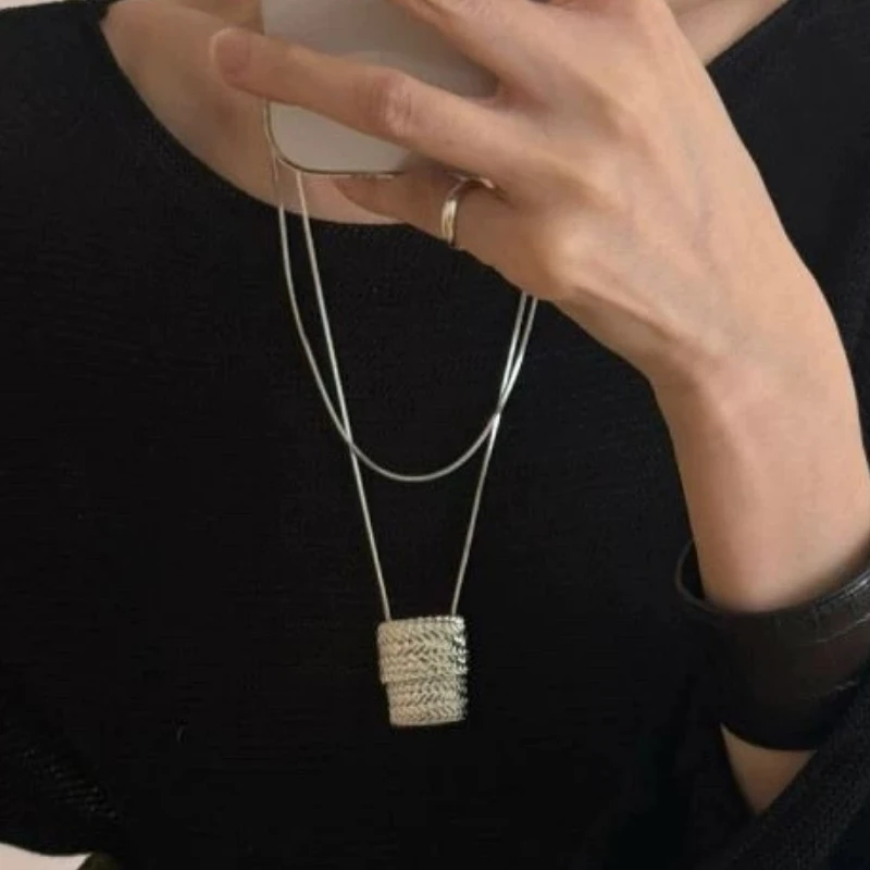 Modern Jewelry Sweet Korean Temperament Cute Small Bag Pendant Necklace For Women Gifts Delicate Design Accessories Hot Sale