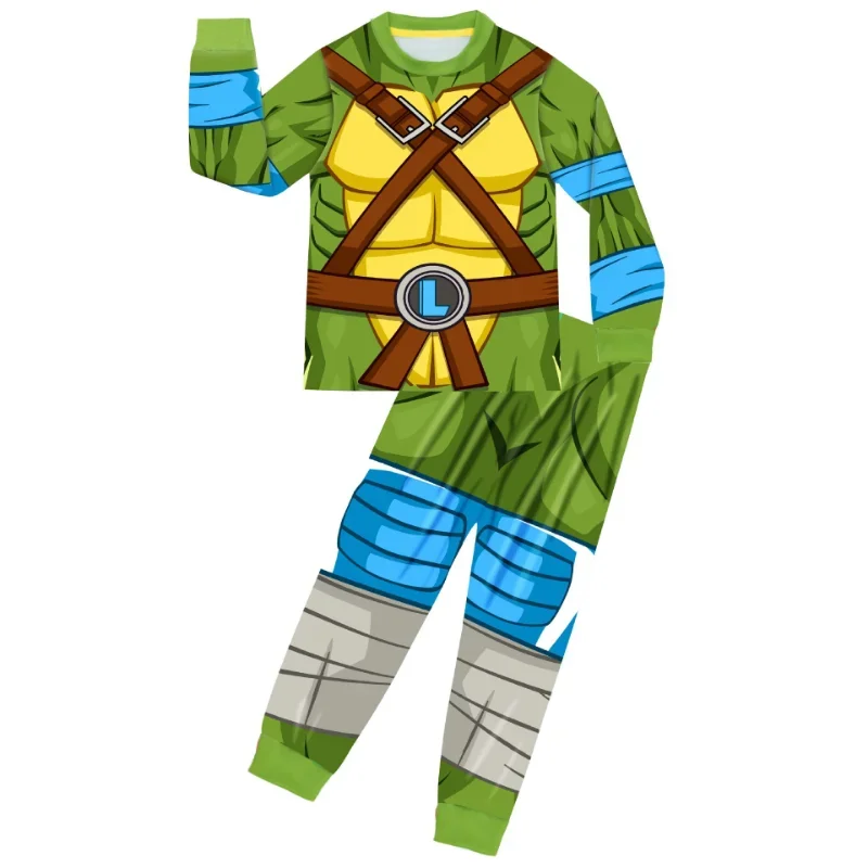 3 قطع من أزياء سلاحف النينجا المتحولة للمراهقين، أزياء أنيمي مطبوعة، تي شيرت علوي مع مجموعة قناع، مستلزمات الهالوين للأطفال #3