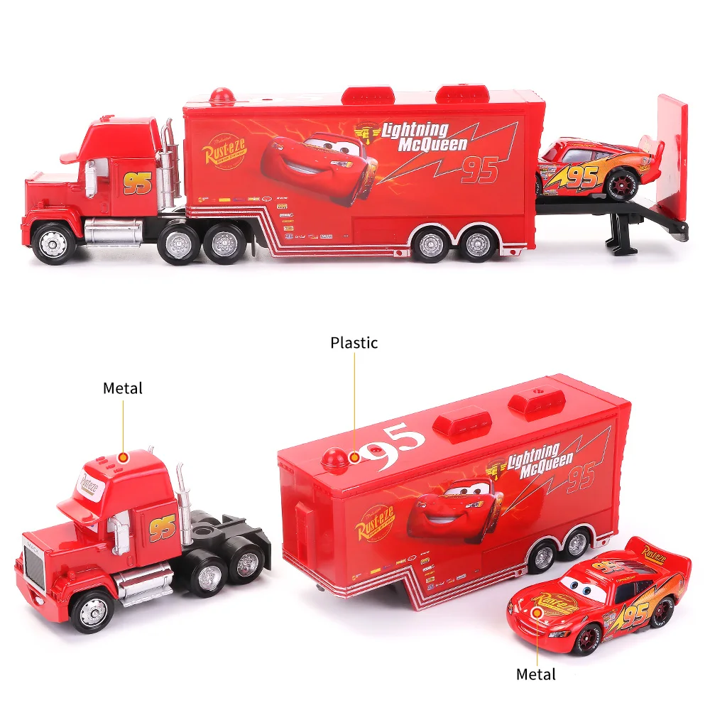 Samochody Disney Pixar 2 3 zygzak McQueen Mack wujek Jackson burza samochód ciężarówka 1:55 Diecast pojazdu metalowe zabawki prezent dla dzieci
