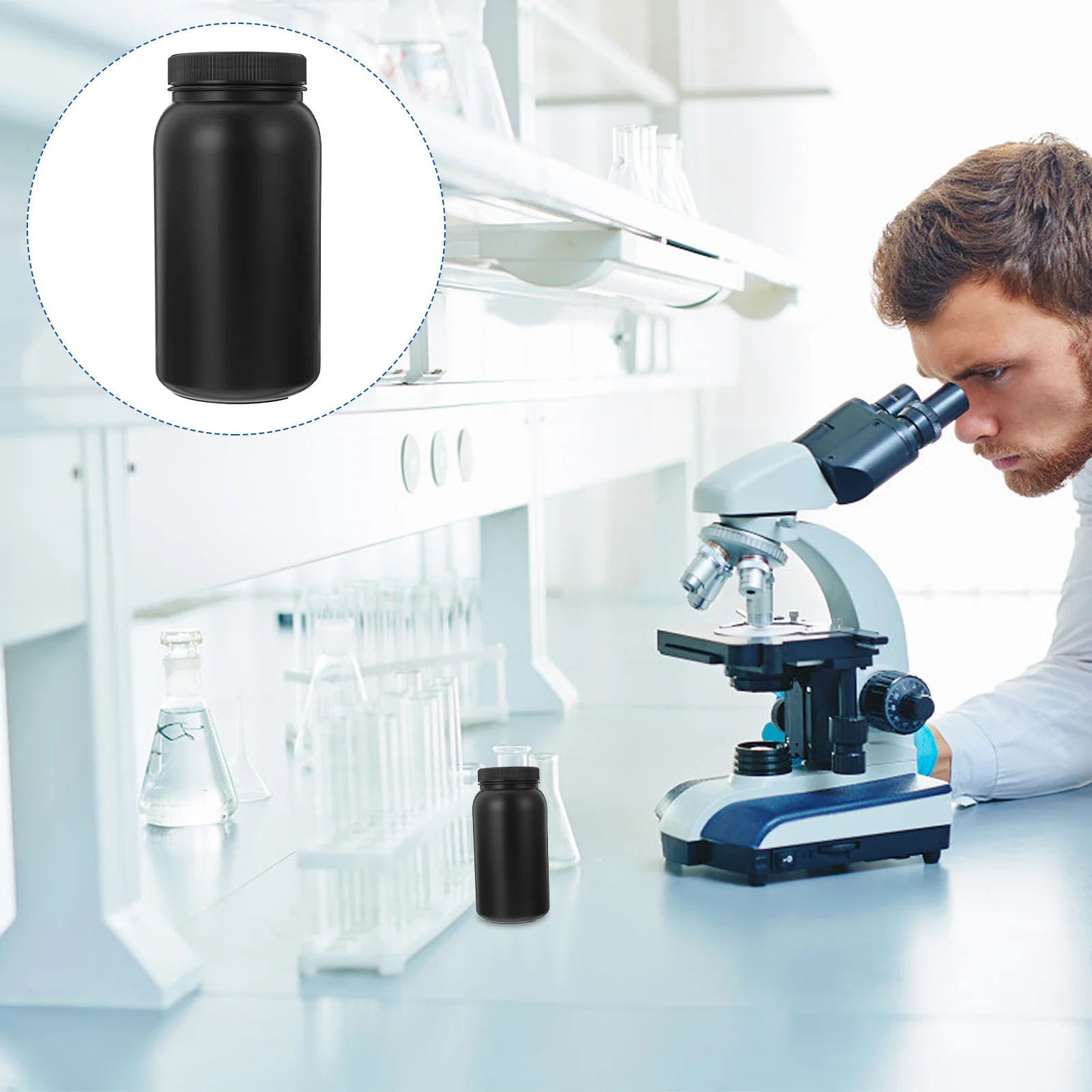 

1Pcs Reagent Bottle 1000ml Plastic Black Wide Mouth Leakproof Chemical Liquid Storage Laboratory Sample Bottle