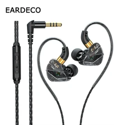 EARDECO Wired Headphones With Microphone Wire-Controlled Wired Earphone In-Ear Headphones Sport Earphones Gaming Headset Bass