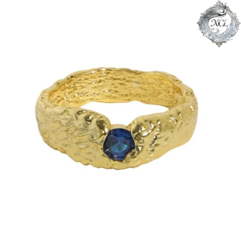 

XCL S925 Sterling Silver Open Ring, Gold Silver Foil Micro-Inlaid Zircon Ring, Promise Engagement Ring for Women Gift Jewelry