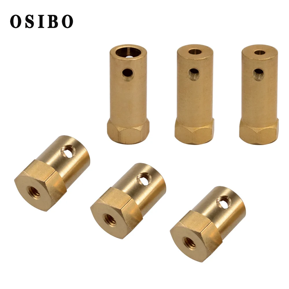 2/3/3.17/4/5/6/7/8mm Hexagonal Brass Shaft Coupling Motor Transmission Connector With Screws Wrench Model Car Wheels Tires Shaft