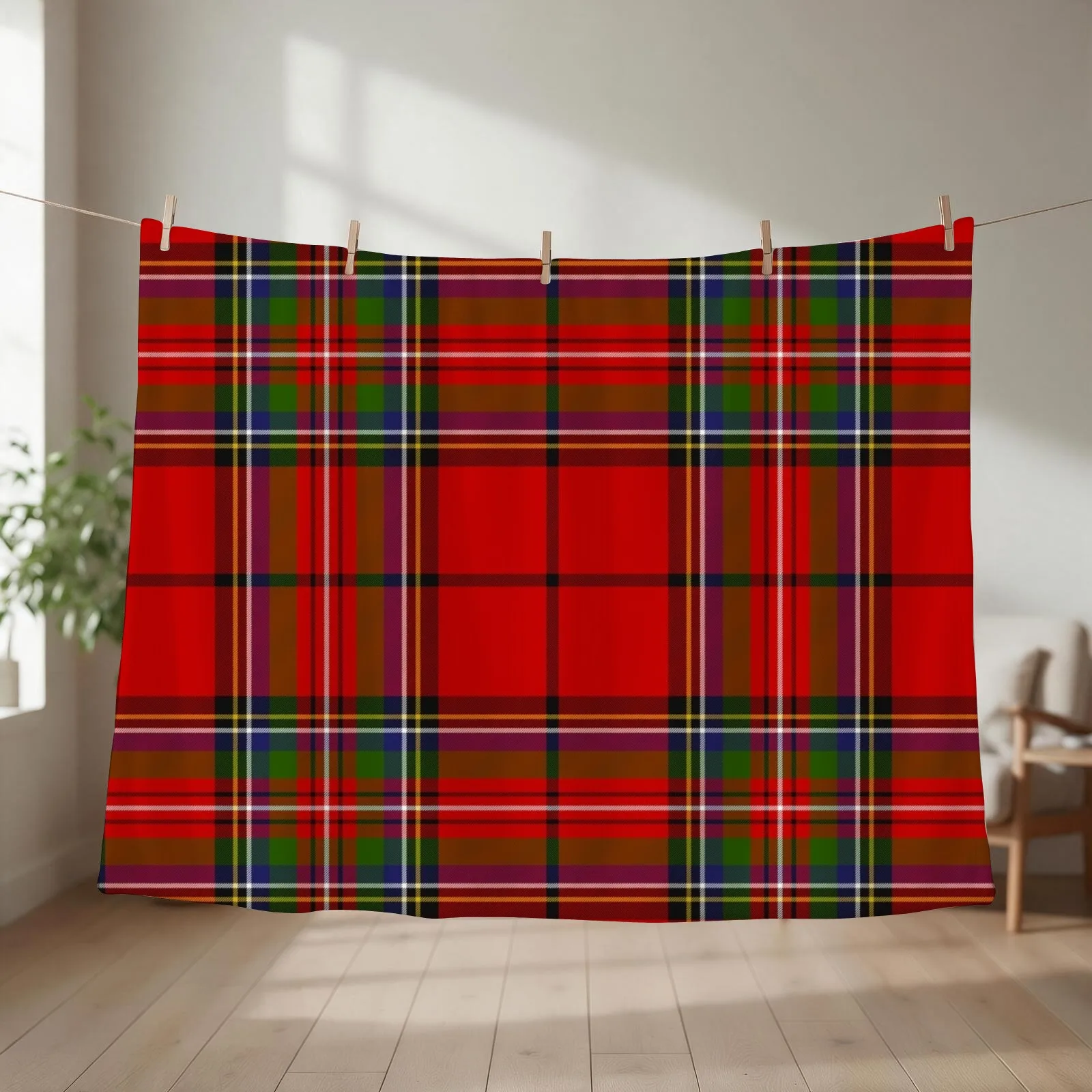 Red Plaid Royal Stewart of Galloway Tartan High Resolution 300 DPI Throw Blanket