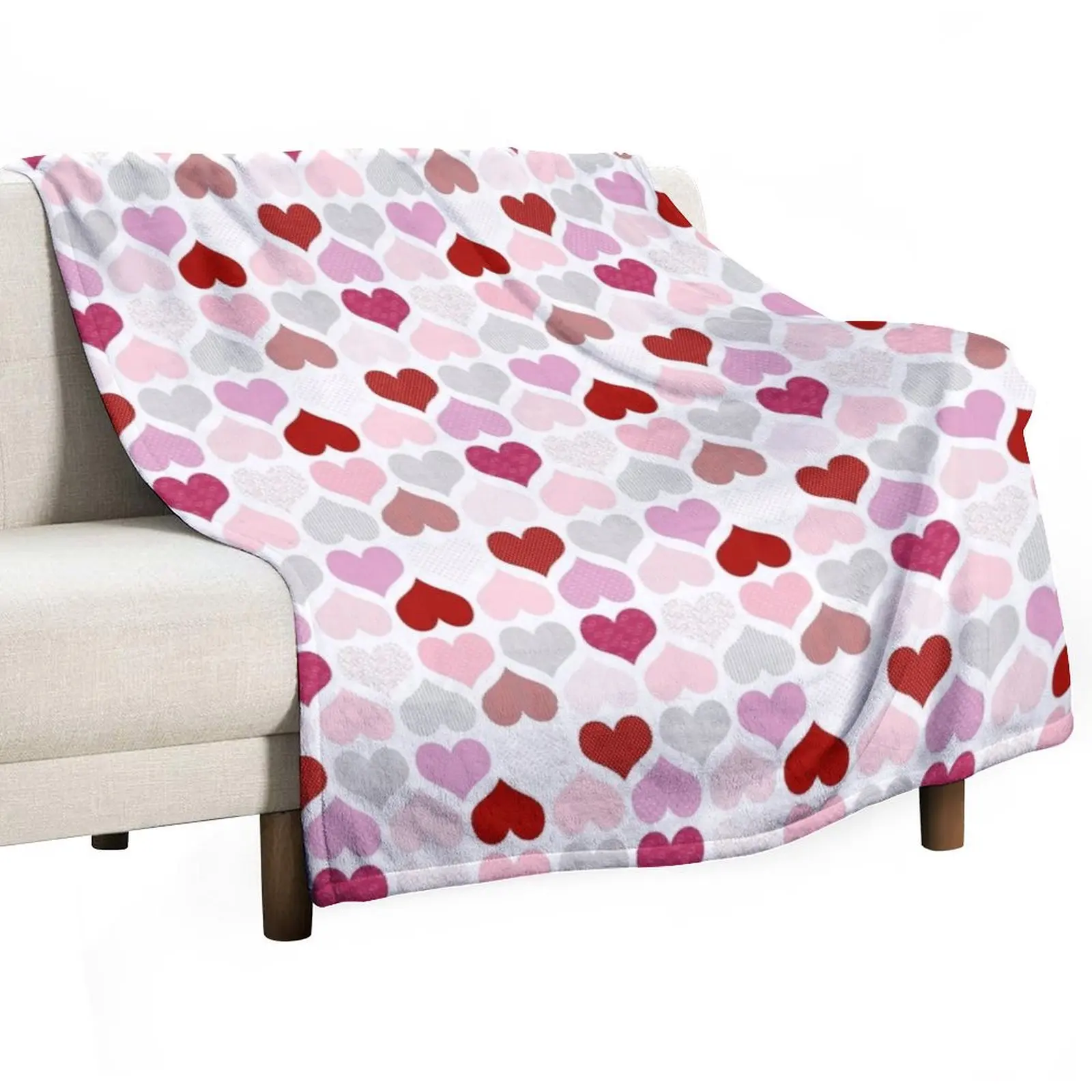 

Red and pink hearts seamless pattern Throw Blanket Decoratives bed plaid Blankets