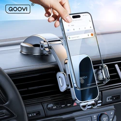 QOOVI Car Phone Holder Stand Dashboard Mount Universal Holder Cell Phone GPS Support For iPhone 15 14 Pro Samsung Xiaomi Huawei