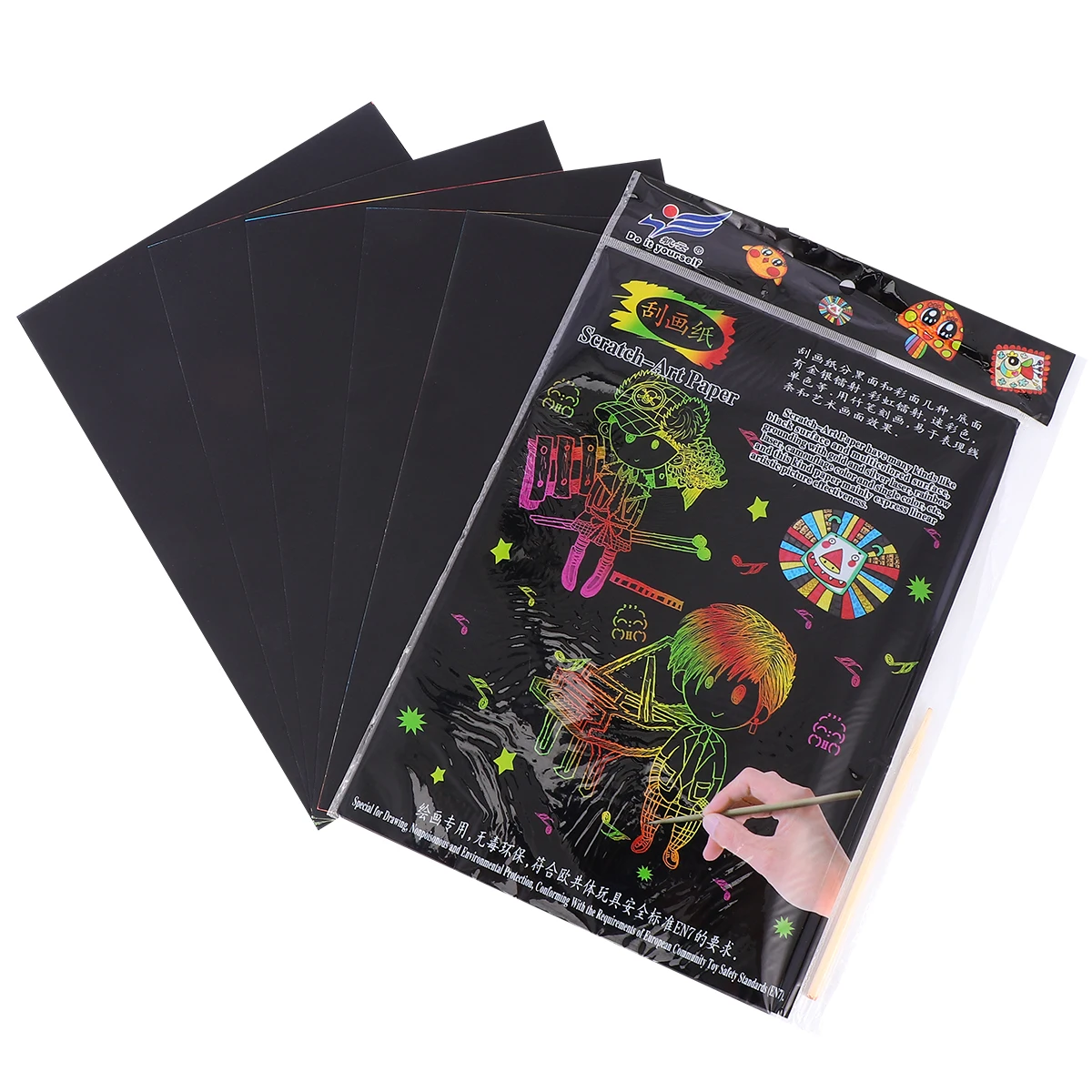 

10pcs Eco-Friendly Scratch Paper For Kids Creative Scratch Off Art Set Black Drawing Sheets For Kindergarten Diy Craft Projects