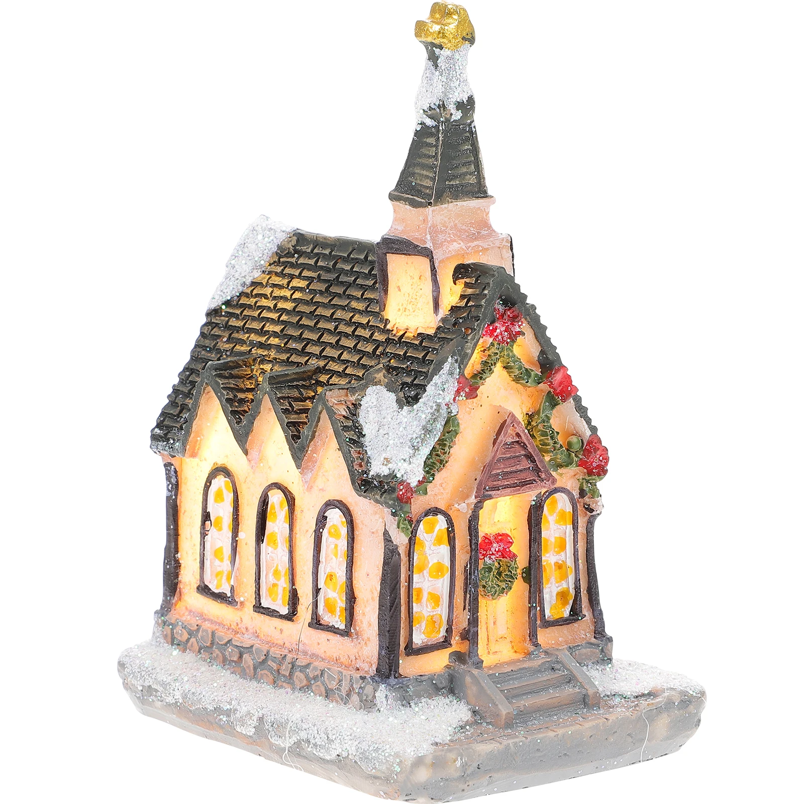 1 قطعة LED مضاءة فيلا الراتنج عيد الميلاد منزل دافئ متوهجة ديكور لغرفة النوم متجر نافذة الشتاء زخرفة الحفلات الراتنج