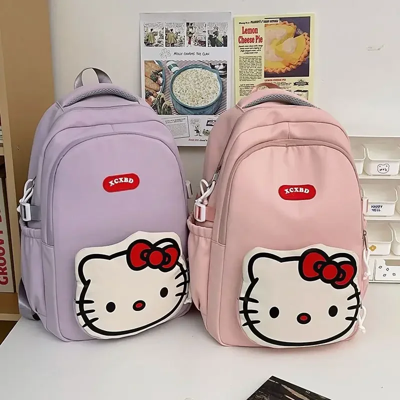 Xiuya-Hello Kitty Mochila de Nylon Feminina Bonita, Mochila Kawaii, Mochila Harajuku Casual de Grande Capacidade, Moda Jovem, Nova