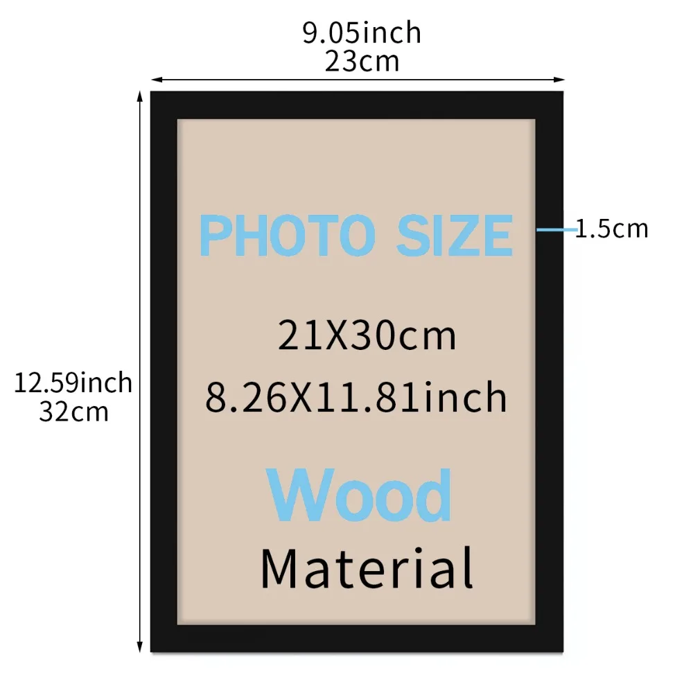 21x30cm Frame Black and White Wood Grain Color Wooden Photo Frame 9