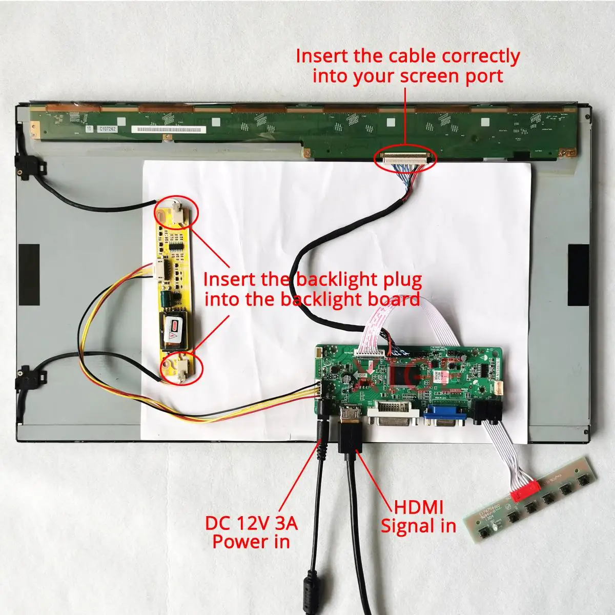 スクリーンドライブコントローラーボードフィット QD15XL13 HSD150MX17 HSD150MX15 HSD150MX14 1024*768 1024x768 2-CCFL 20Pin LVDS HDMI+DVI+VGA キット