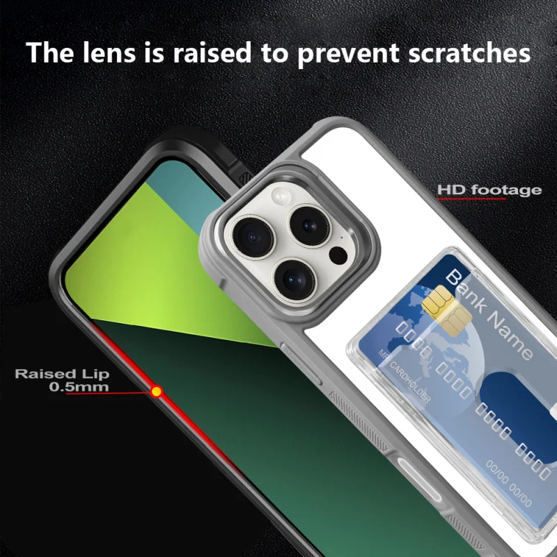 

Redminote13 pro5GHard shell acrylic electroplated phone case with card holder for access cards, small cards, and photos