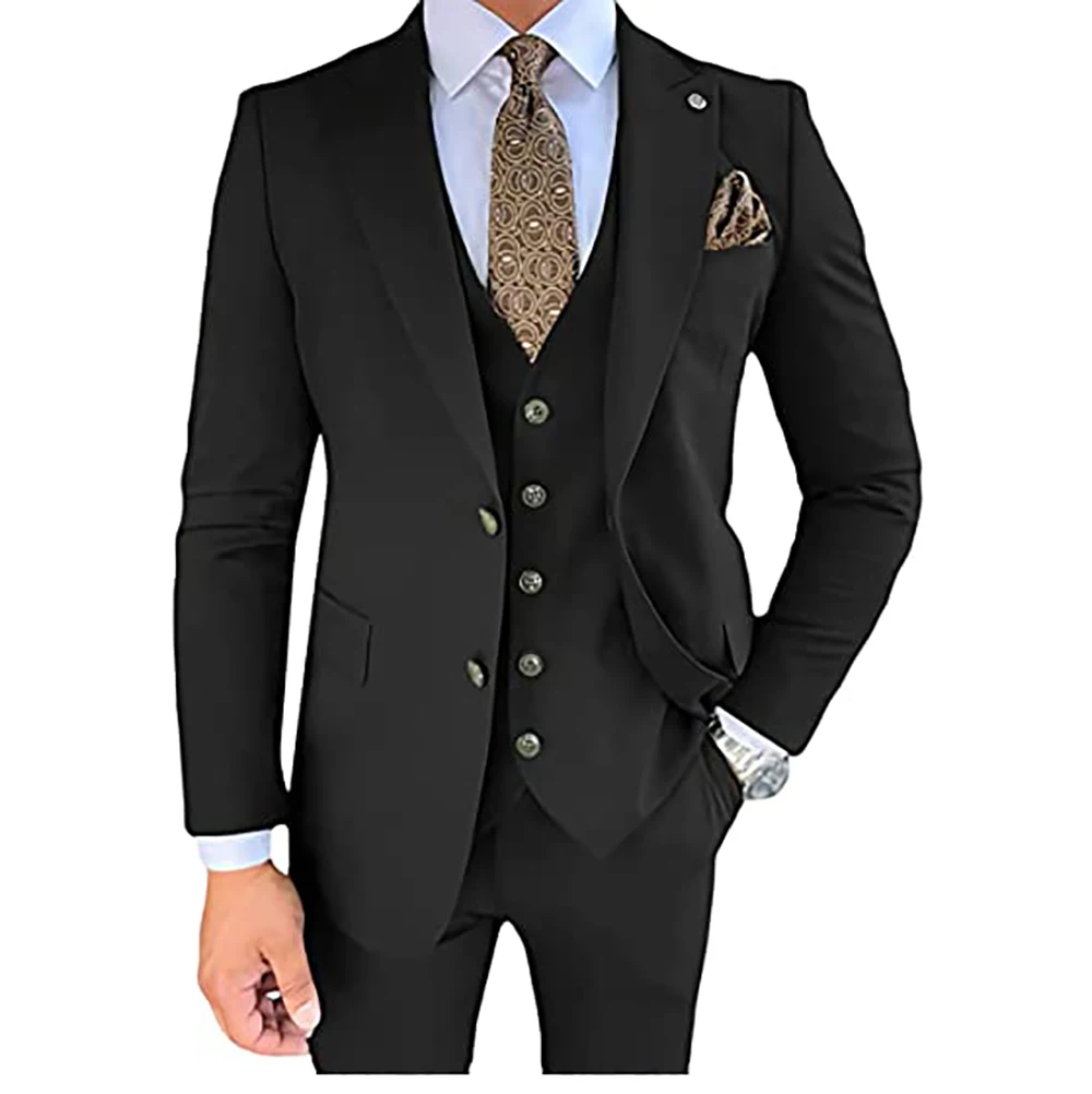 Nam 3 Tuxedo Áo Vest Quần Cưới Phù Hợp Với Slim Fit Màu 2 Nút Kiểu Chữ V Lưng Kinh Doanh Làm Việc bộ Đồ