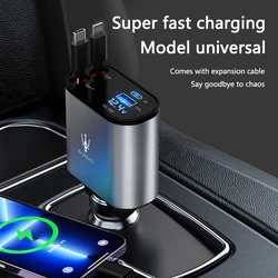 Retractable Car Charger USB Type-C Cable Fast Charging Adapter Accessory For Maserati Ghibli Granturismo mc20 Trofeo Levante GTS