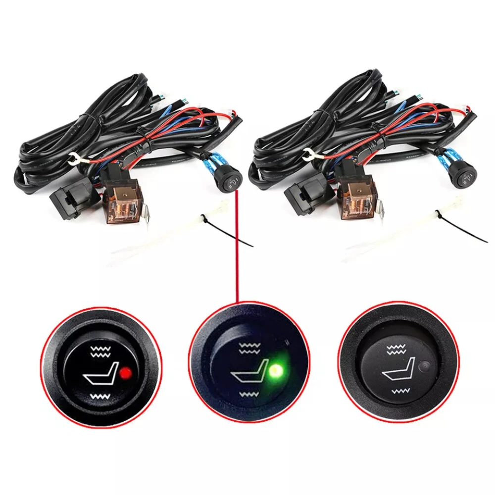 12V Universal Car Seat Heater Heat Pads Carbon Fiber Heated Heating Round Cushion Control Switch Kit Winter Warmer Seat Cover