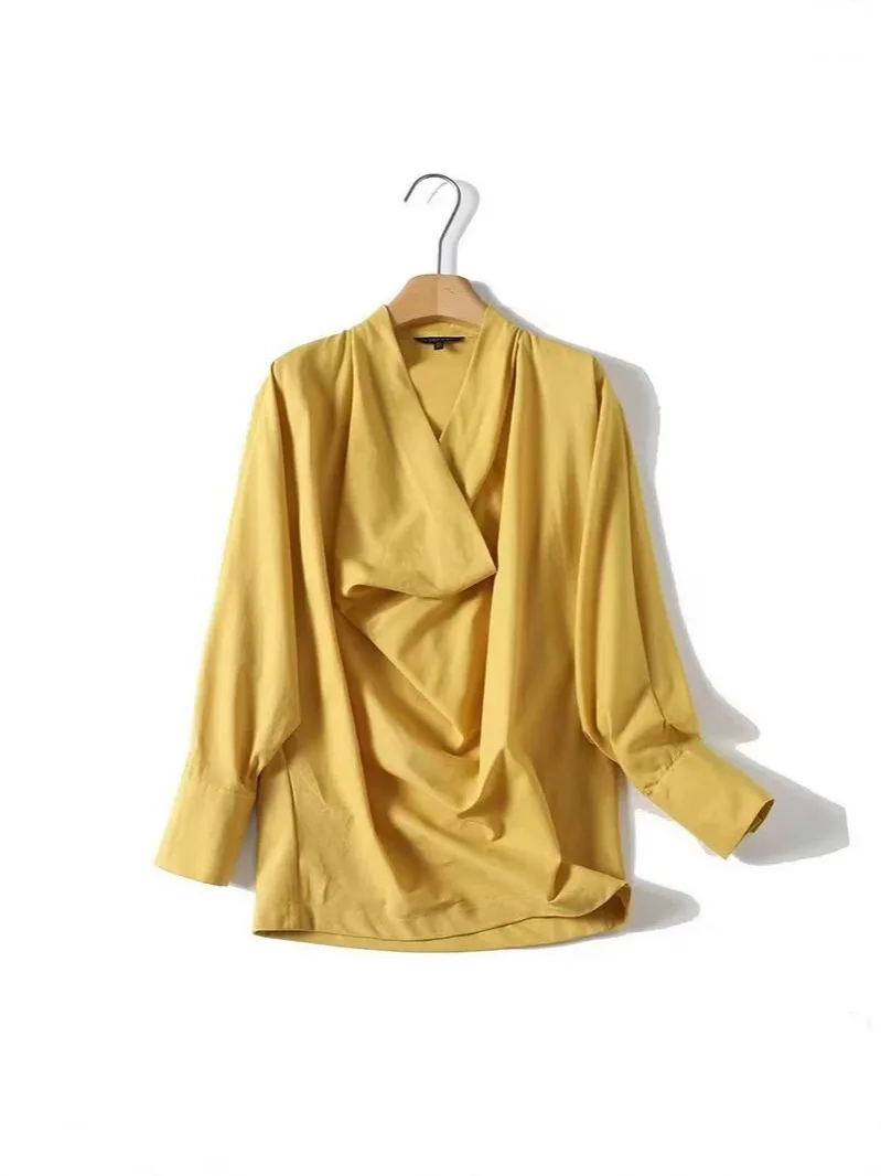 

Dave&Di Summer New Women's Clothing Design Niche And Stylish V-neck Shirt Versatile Shirt