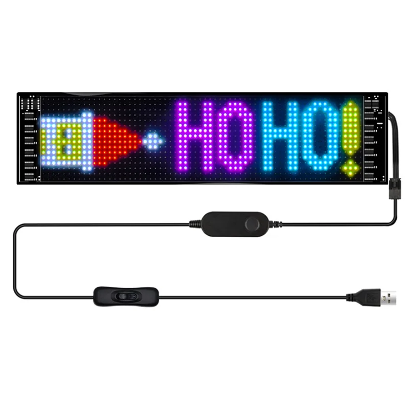 لوحة بكسل A73E-LED، وحدة LED مرنة USB 5 فولت، شاشة عرض رسوم متحركة نصية تمرير RGB، تطبيق بلوتوث، 16X64 LED 9.2X37.2 سم متينة