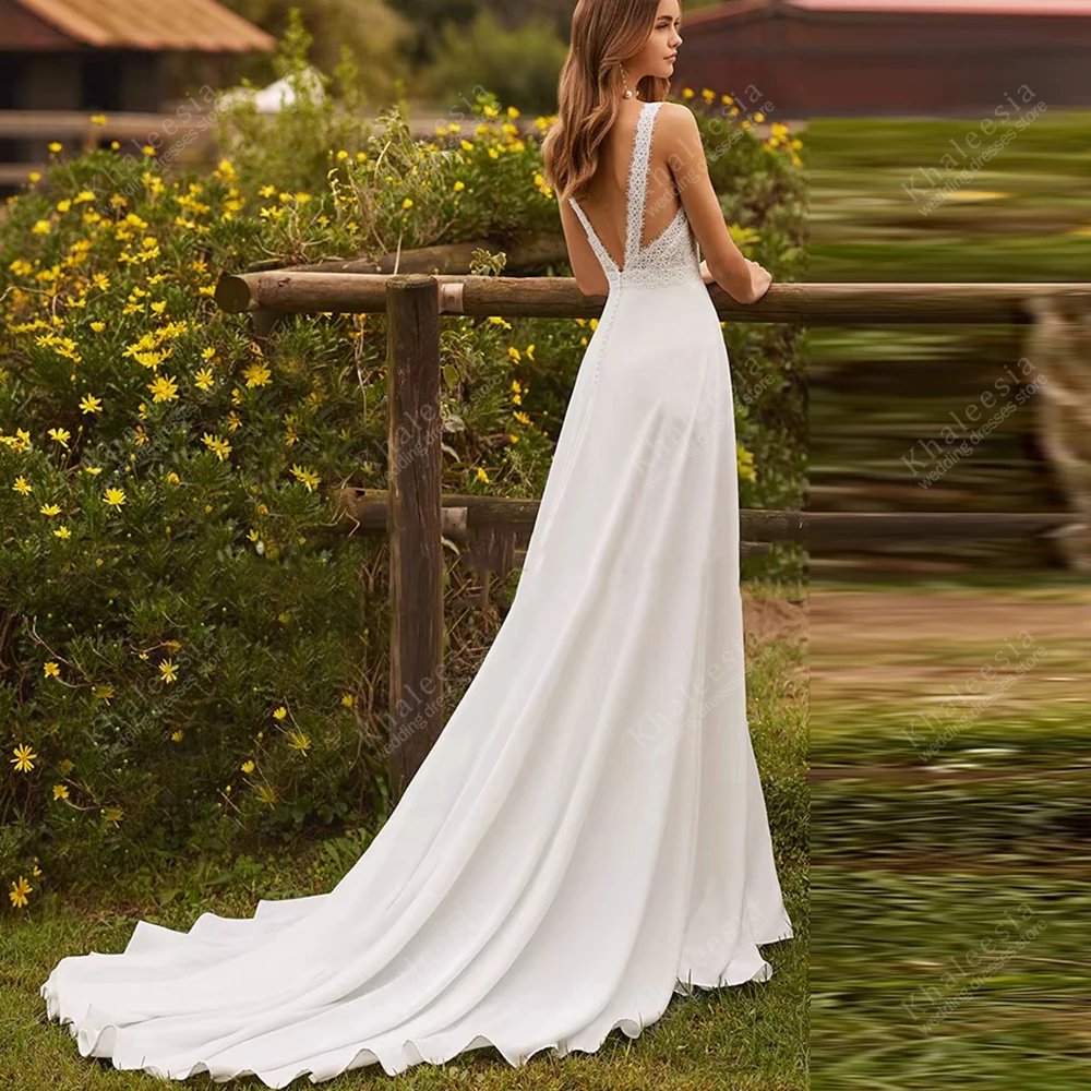 Elegant Wedding Dresses Classic Bridal Gowns Lace Appliques Sleeveless Backless Robes Charming Vestidos De Novia Customized 2026