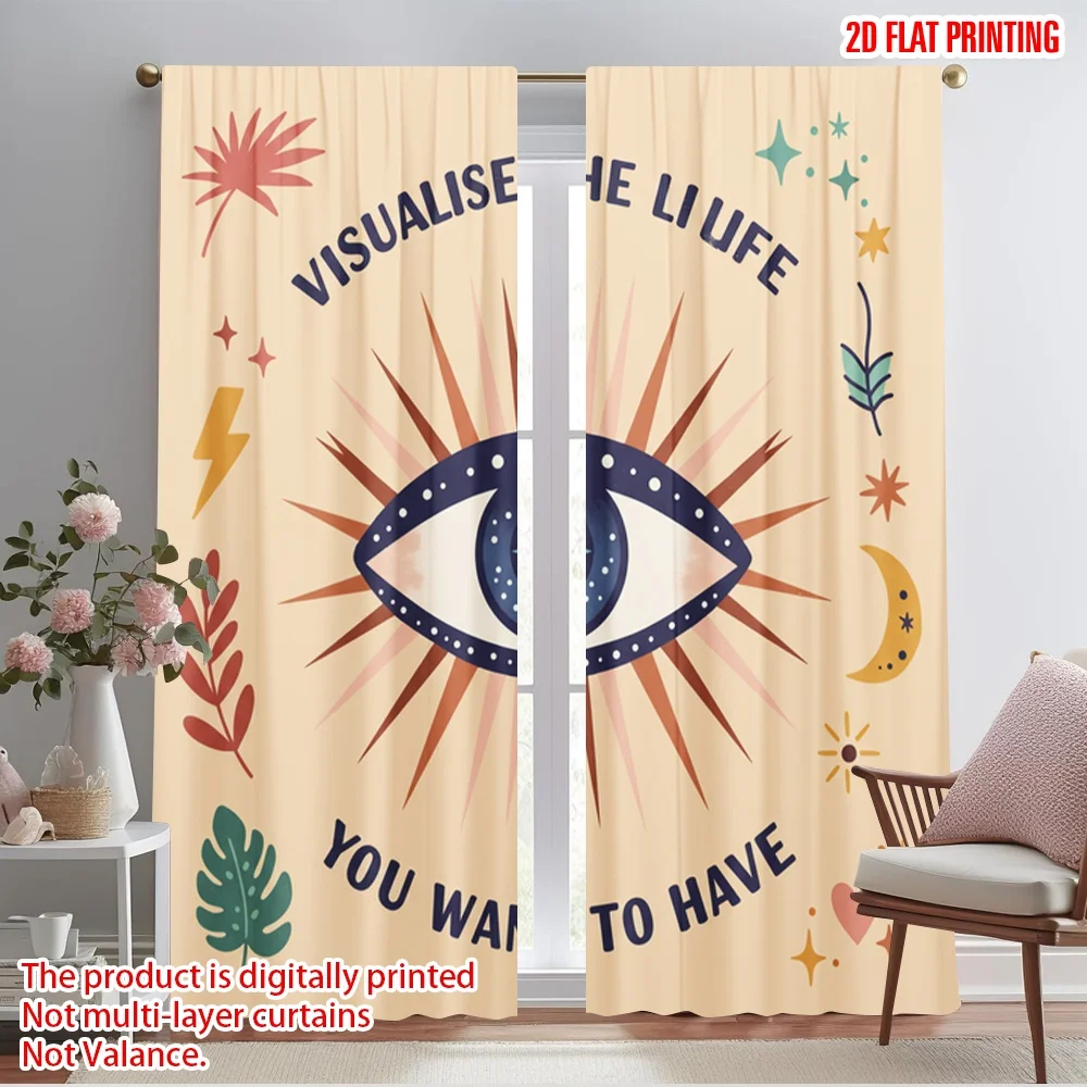 

2pcs 2D flat printing Curtain Boho Eye Wall Polyester Without Electricity Birthday Party Perfect for Festive Wall Decor