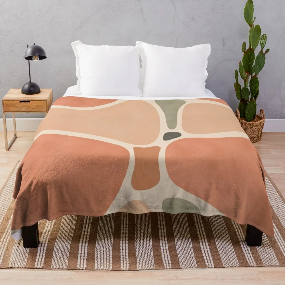 

Terracotta Shapes Throw Blanket Plush sofa bed Blankets