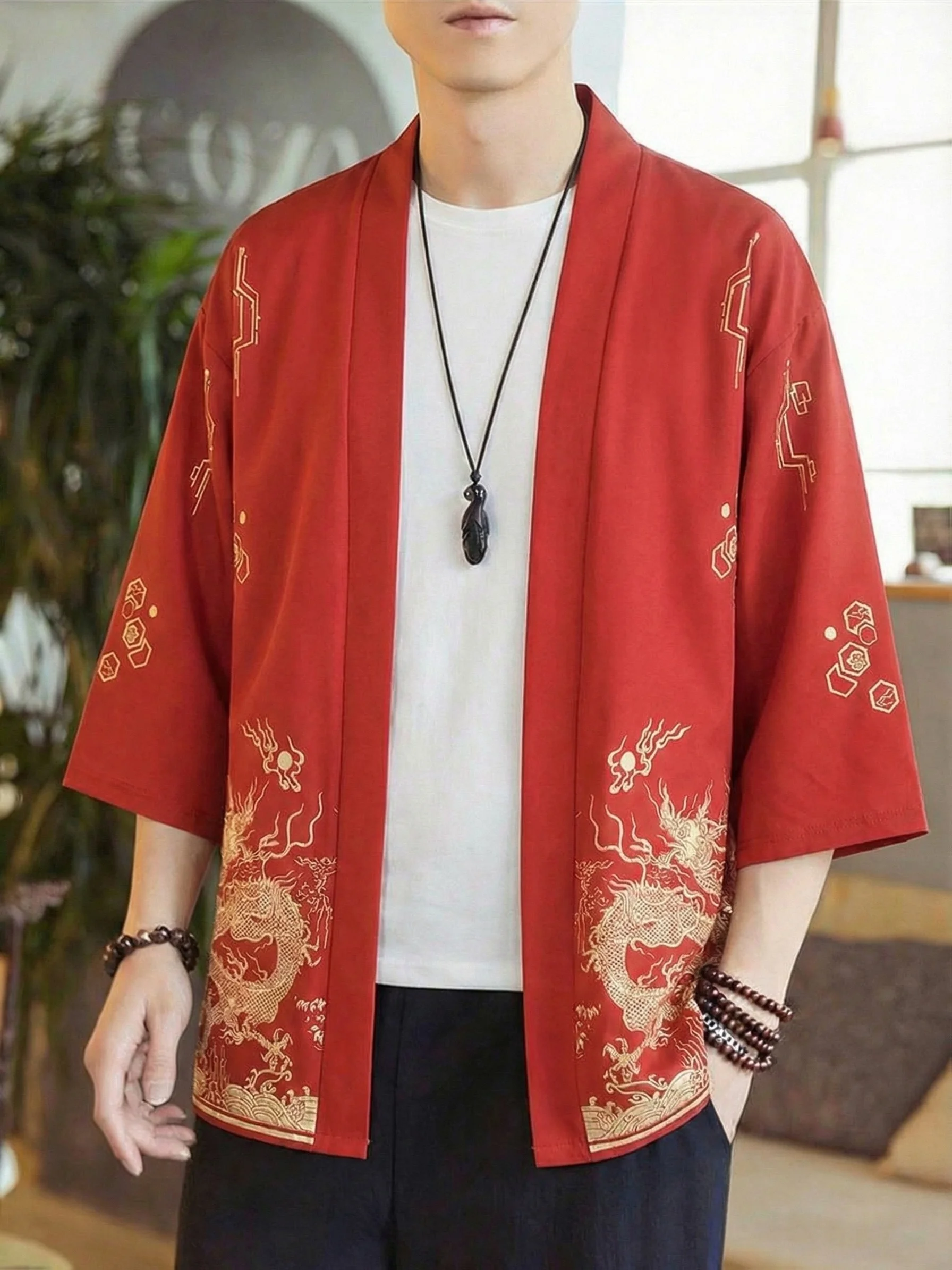 2026 Summer Men's Kimono 3D Printed Pattern Breathable Lightweight Casual Roller Skating Hip-Hop Men's Clothing