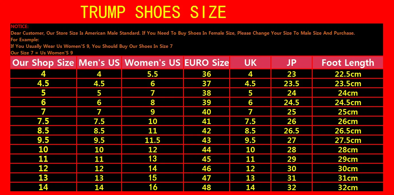 Trump Shoes NEVER SURRENDER Najwyższa jakość Duży rozmiar 47 48 Złoto Mężczyźni Kobiety 2024 MAGA Golden Casual Streetwear Running Sneakers