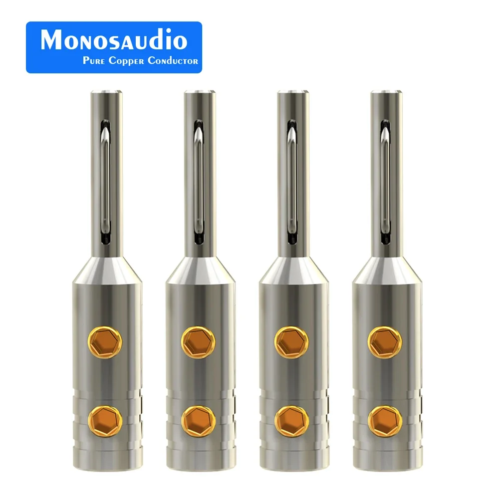 

Monosaudio Pure Copper Speaker Connector Banana Plug Hi-end Gold/Rhodium Plated Grade Adapter Terminal Jack 4Pcs