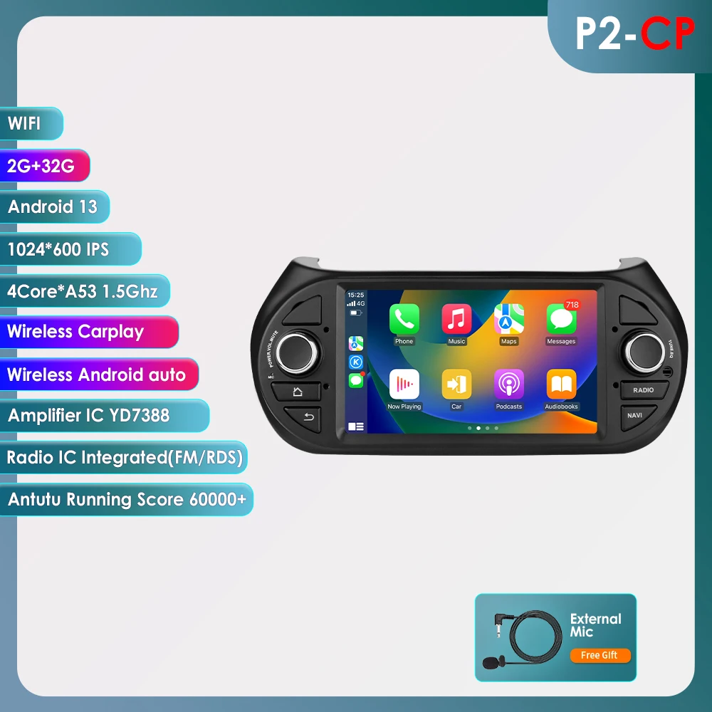 1DIN Auto intelligente systemen voor Fiat Fiorino Citroen Nemo Peugeot Bipper Carplay Android Auto radio GPS navigatie Stereo Audio