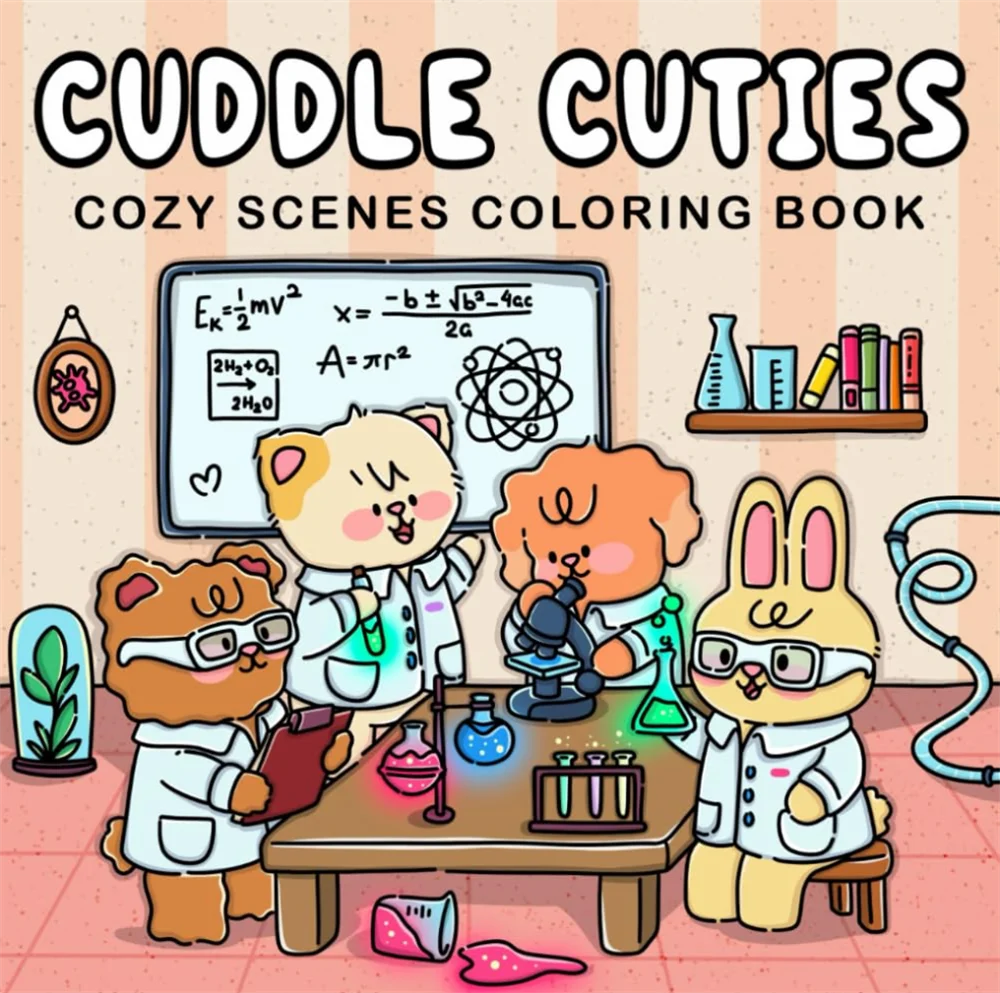 CUDDLE CUTIES Cute Comfy Coloring Book for Adults and Teens Featuring Adorable Creatures in Cozy Hygge Moments for Relaxation