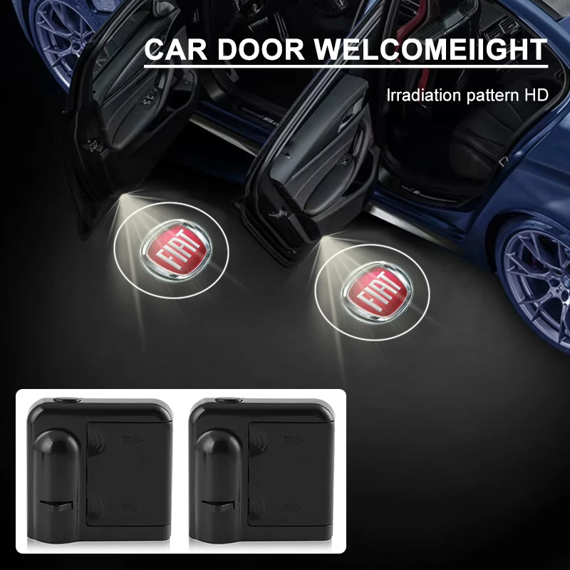 Car Door Emblem Light LED Welcome Lamp Wireless Laser Projector for Fiat JUNTO Abarth 500 Doblo Egea Stilo Ducato Palio Bravo