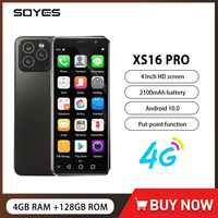 SOYES XS16 Pro Mini Smartphone Android 10 4GB RAM 128GB ROM 2100mAh Face ID 4G LTE Type-C OTG 4 Inch Screen Small Phone On Sale